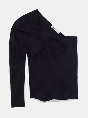 Zara Black Off-Shoulder Top Asymmetrical